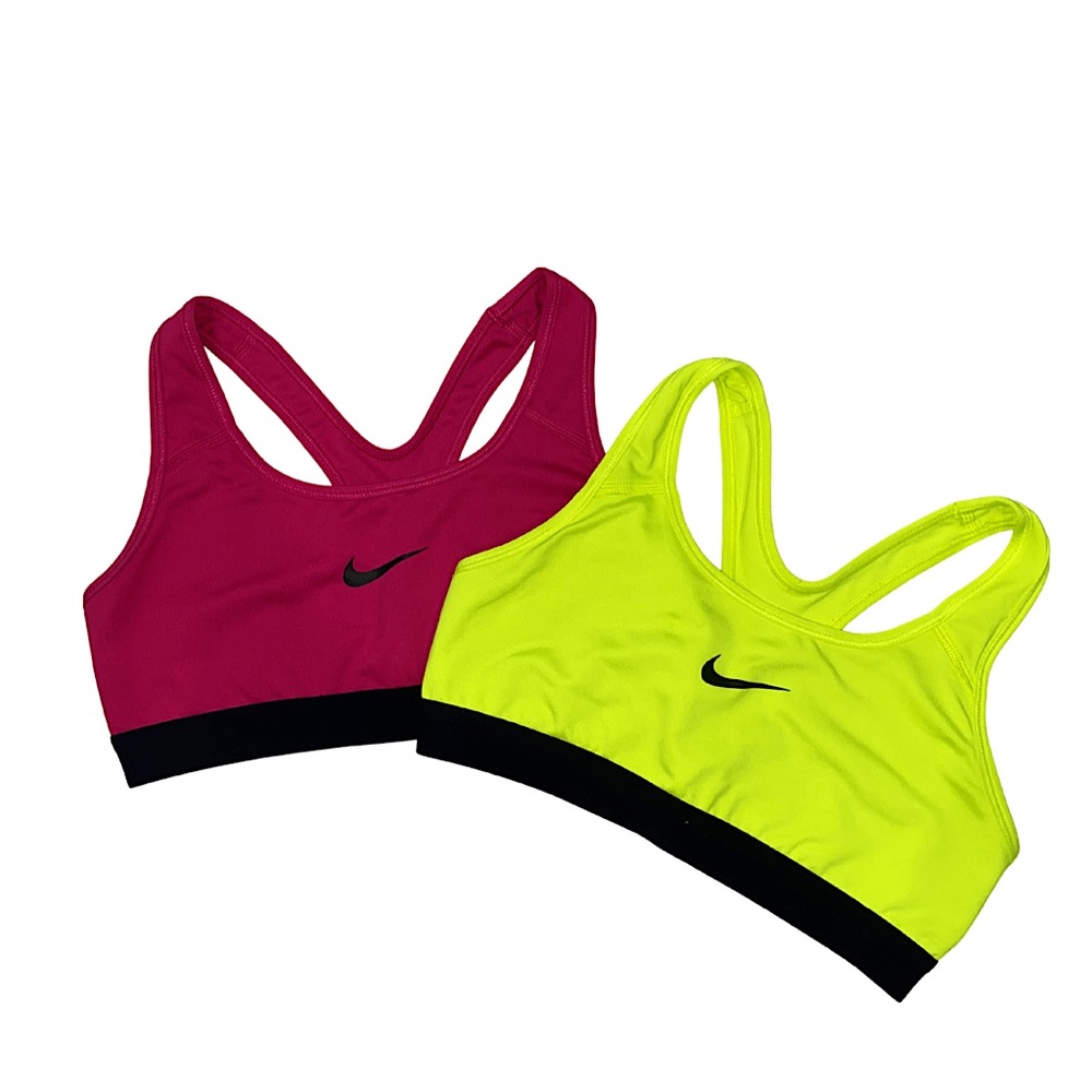 Pink & Neon Yellow Nike Dri-Fit Sports Bra